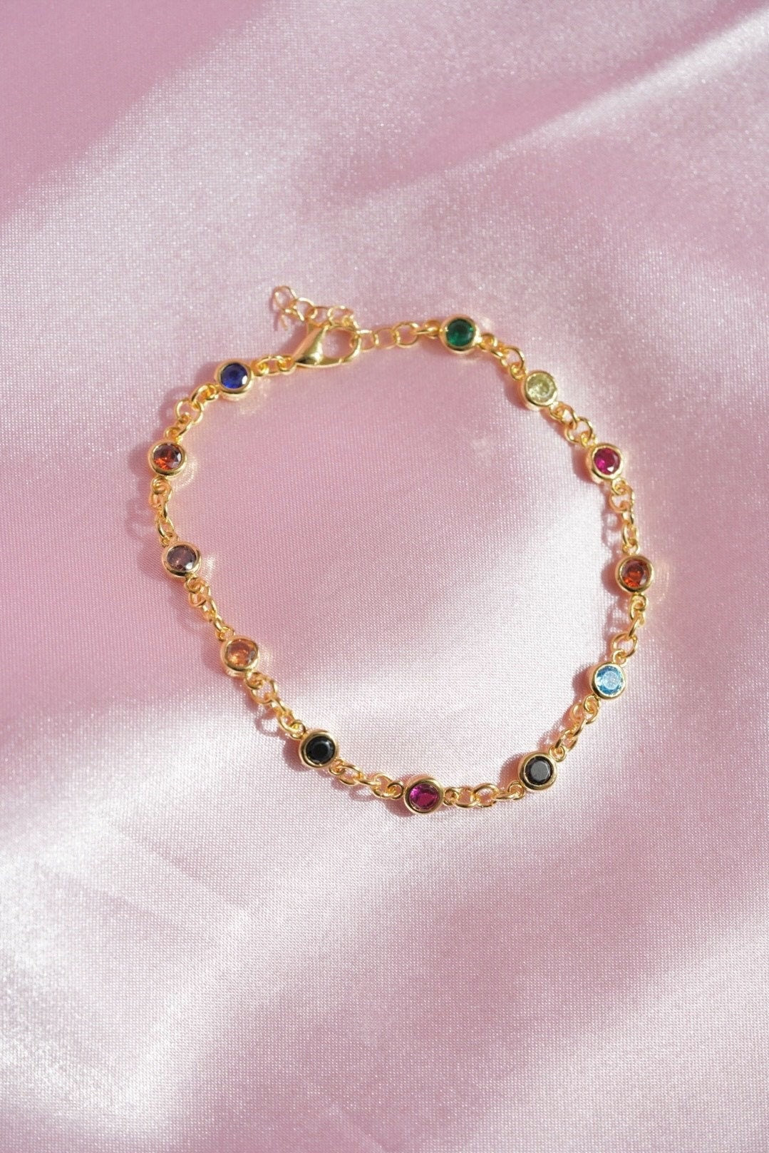 TS Bracelet- Bejeweled Bracelet -Multicolor Bracelet --Gold Plated