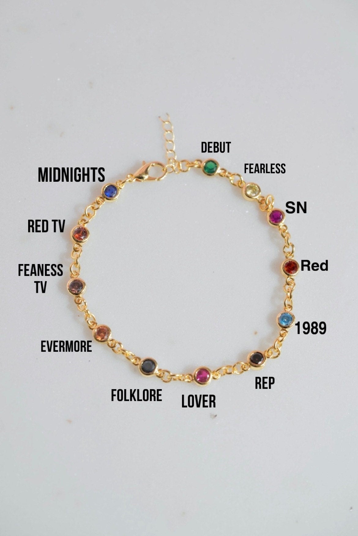 TS Bracelet- Bejeweled Bracelet -Multicolor Bracelet --Gold Plated