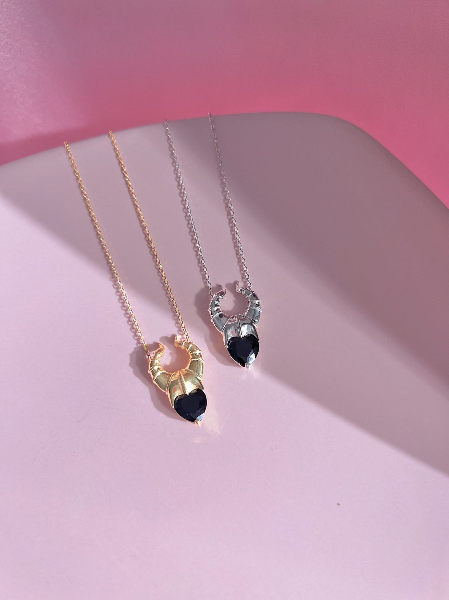 Black Witch Horn Necklace-925 K sterling silver -Maleficent Inspired- Inspired Necklace, Witch Necklace, Geek Jewelry, Engagement