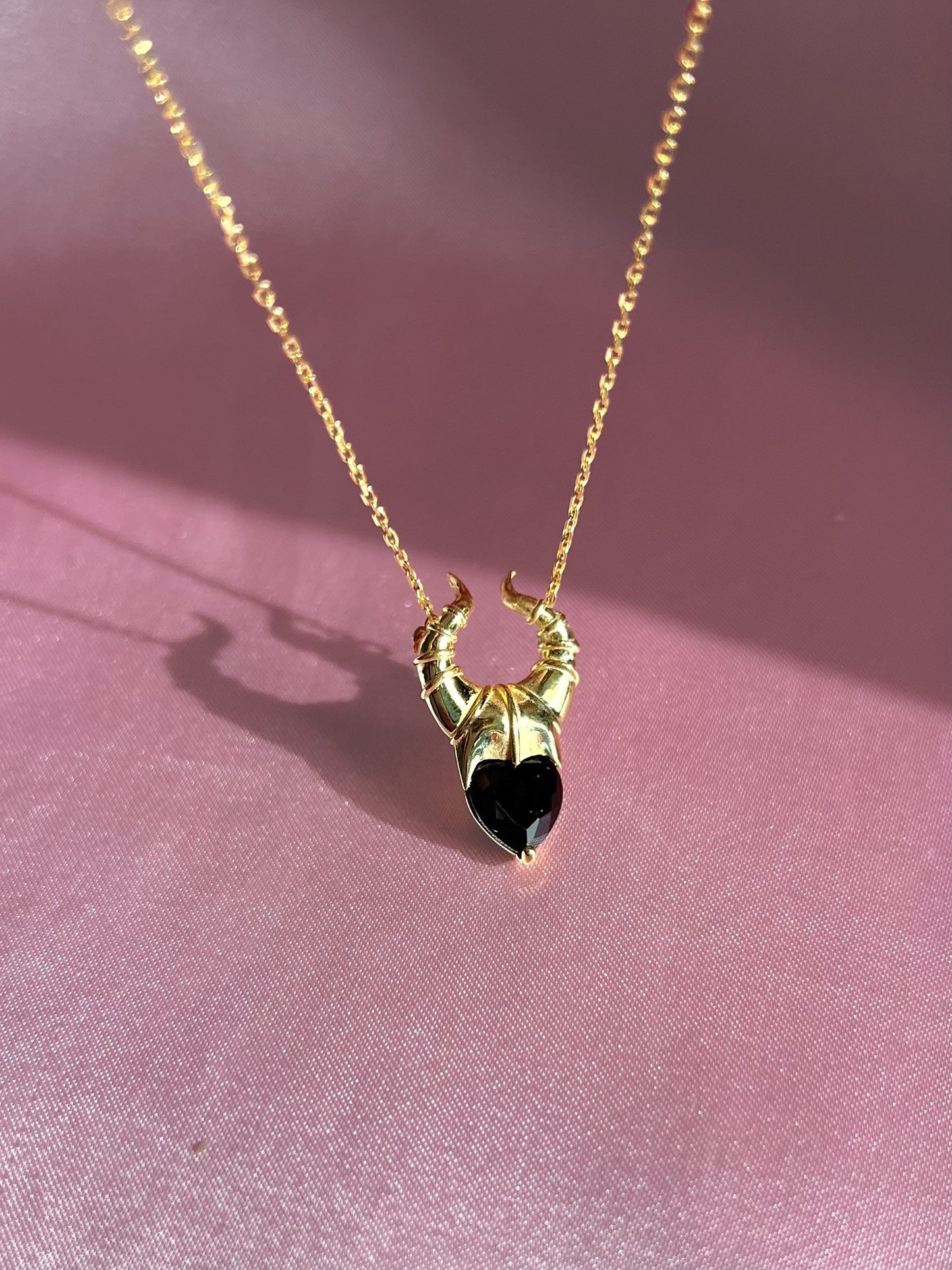 Black Witch Horn Necklace-925 K sterling silver -Maleficent Inspired- Inspired Necklace, Witch Necklace, Geek Jewelry, Engagement