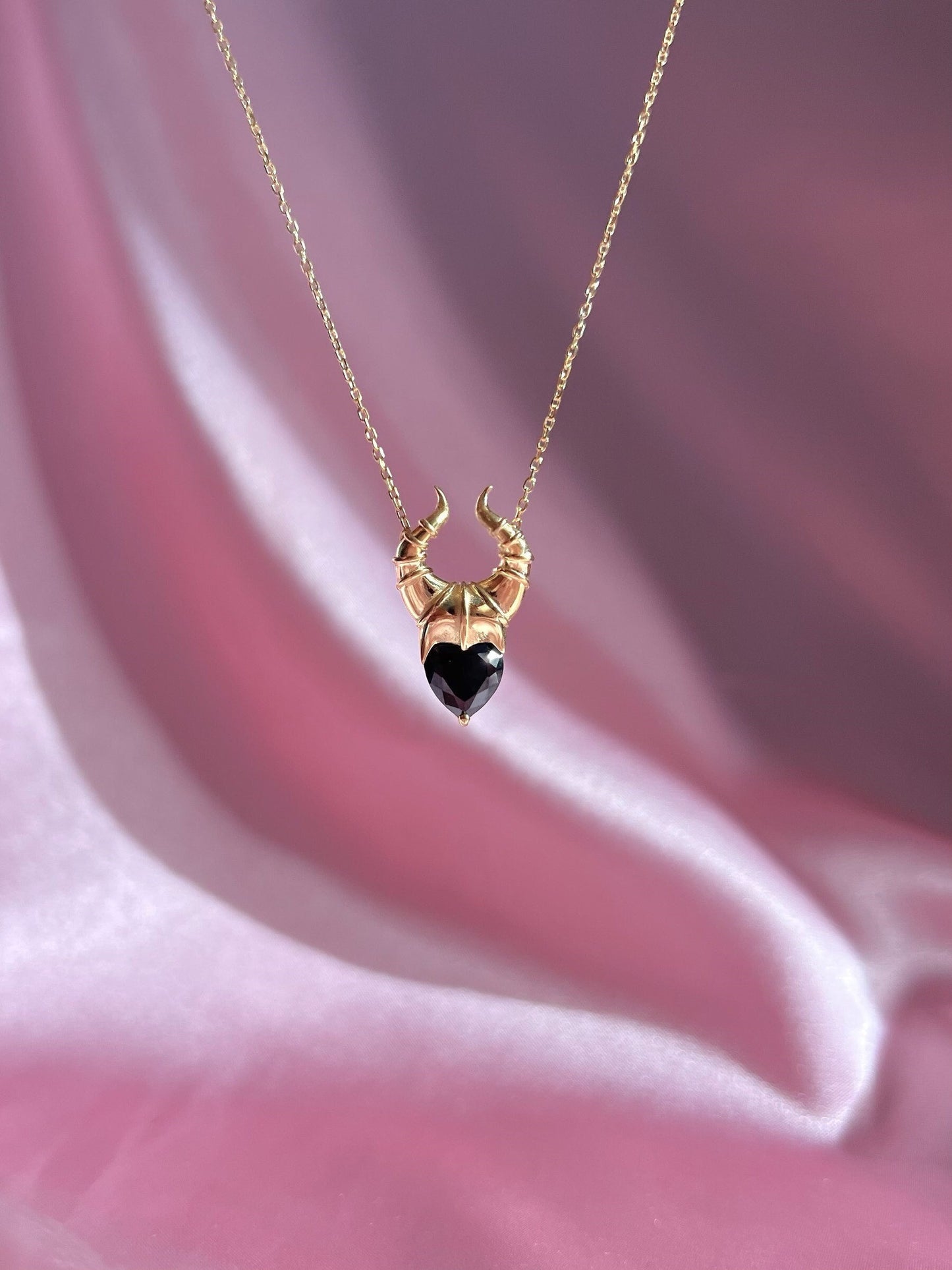 Black Witch Horn Necklace-925 K sterling silver -Maleficent Inspired- Inspired Necklace, Witch Necklace, Geek Jewelry, Engagement