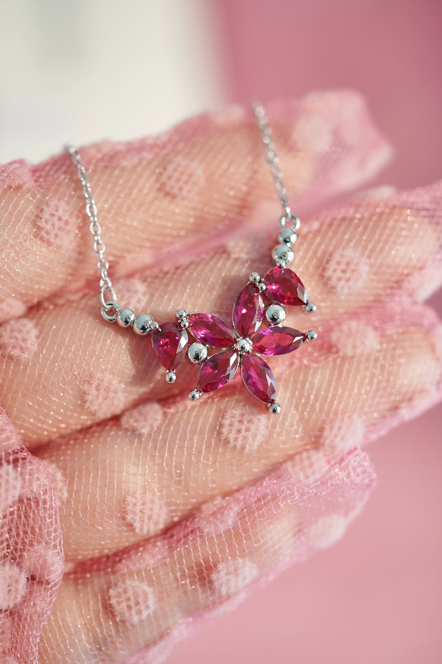 Dracualara Necklace-Pink Flower Necklace -BLOSSOM Necklace