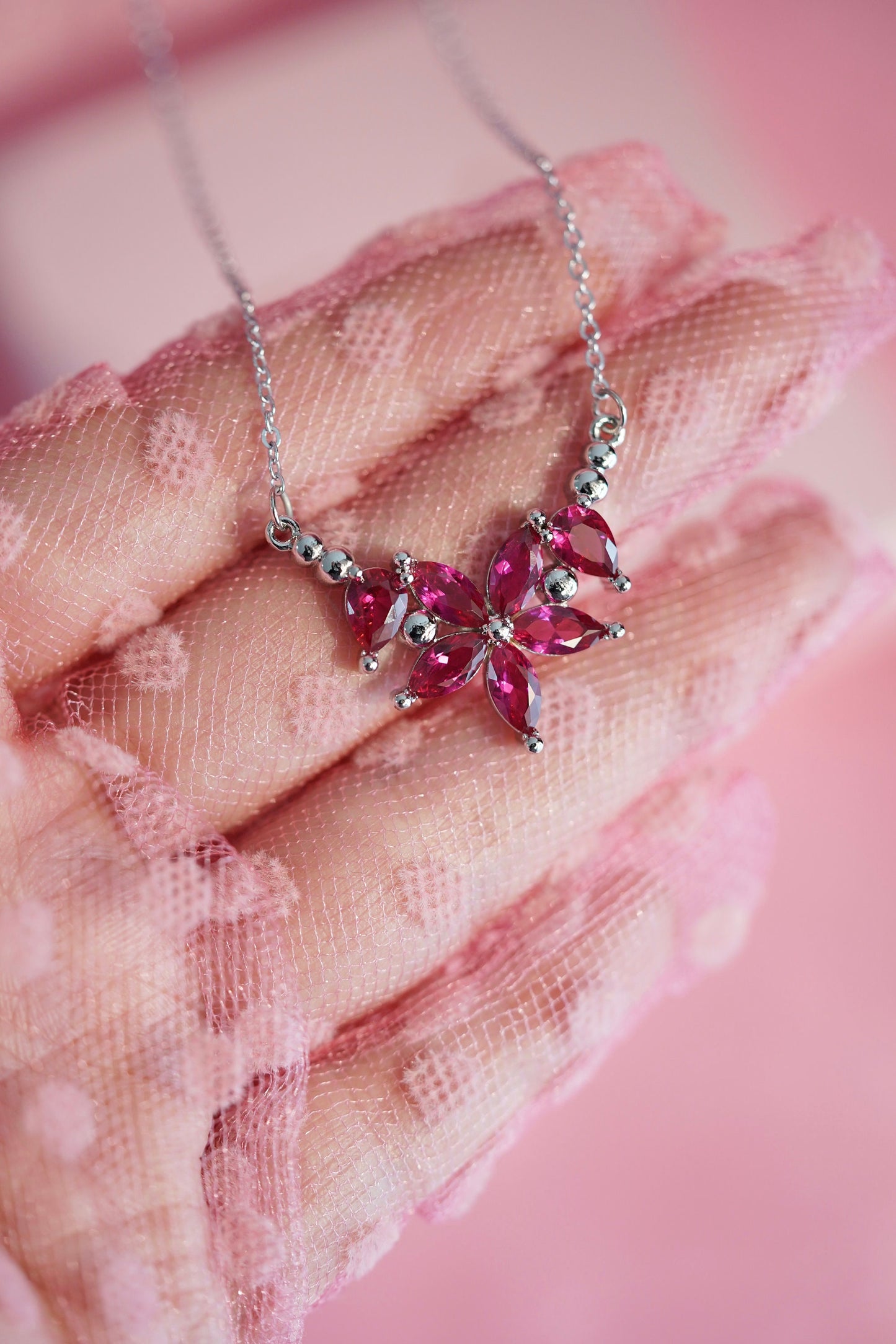 Dracualara Necklace-Pink Flower Necklace -BLOSSOM Necklace