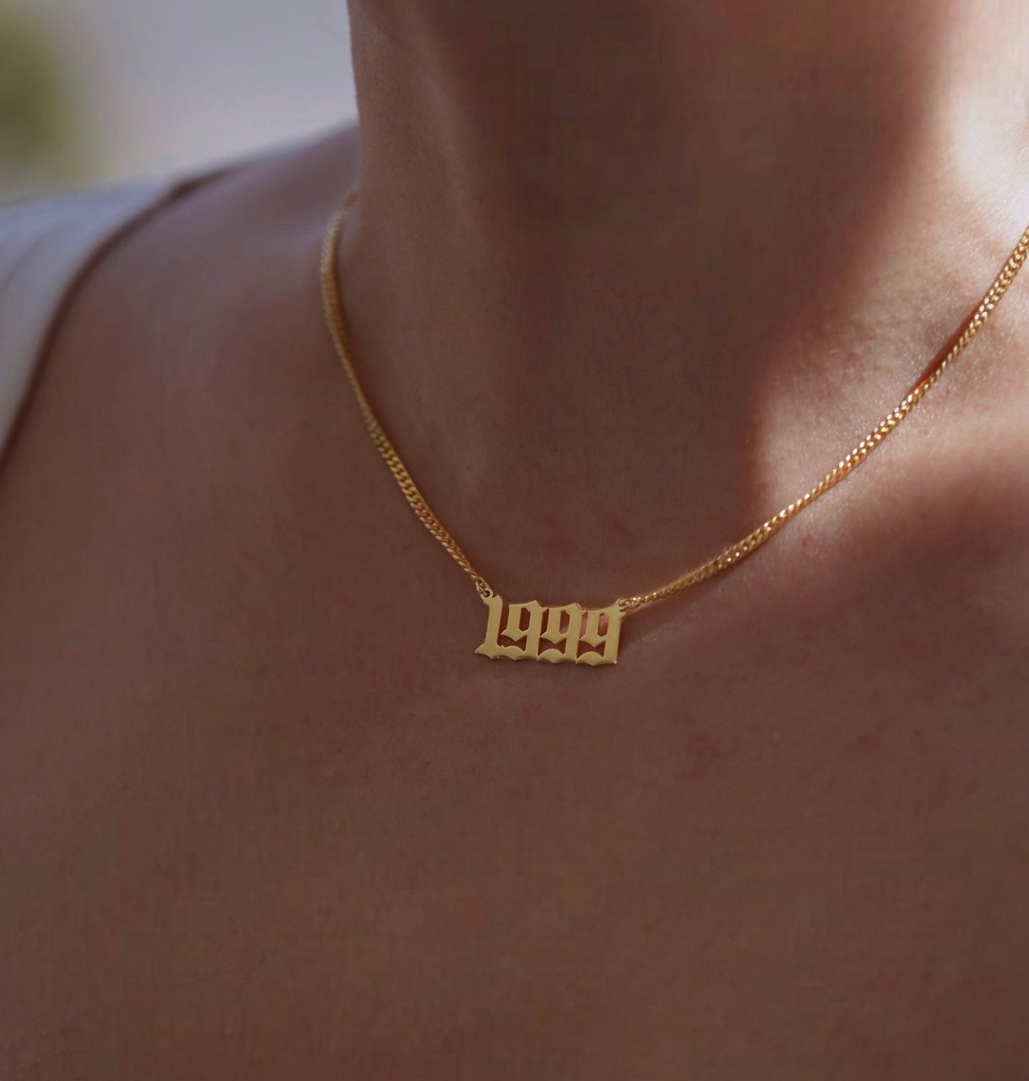 Number Necklace / Gold Number Pendant / Year Necklace / Personalized Number Necklace / Date Necklace / Curb Chain / For Men / For Women