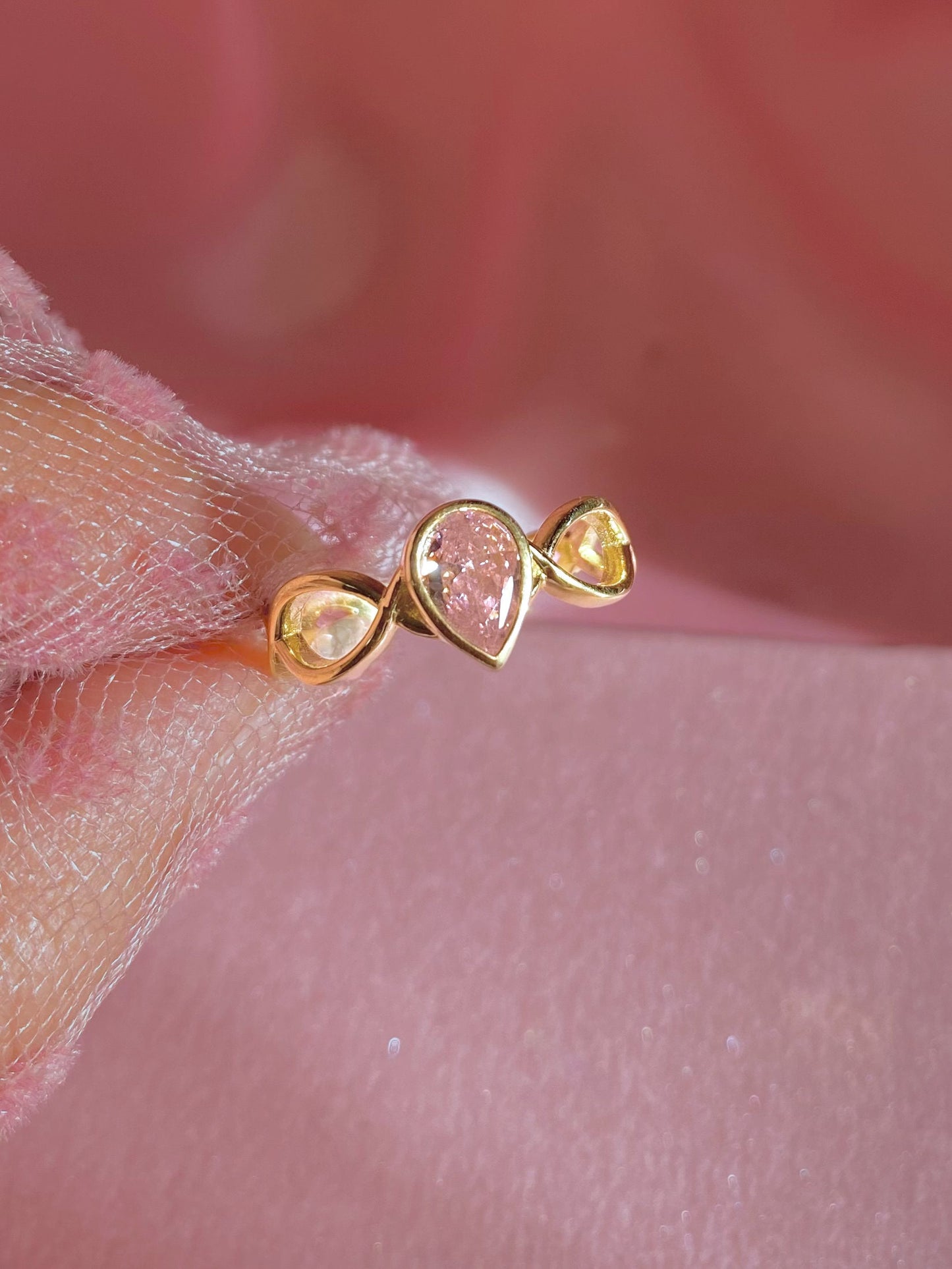 Swan Lake Princess Odette Pink Stone Tiara Ring, 925 Sterling Silver Gold or Silver Plated Ring, Valentine's day Gift, Gift for Her