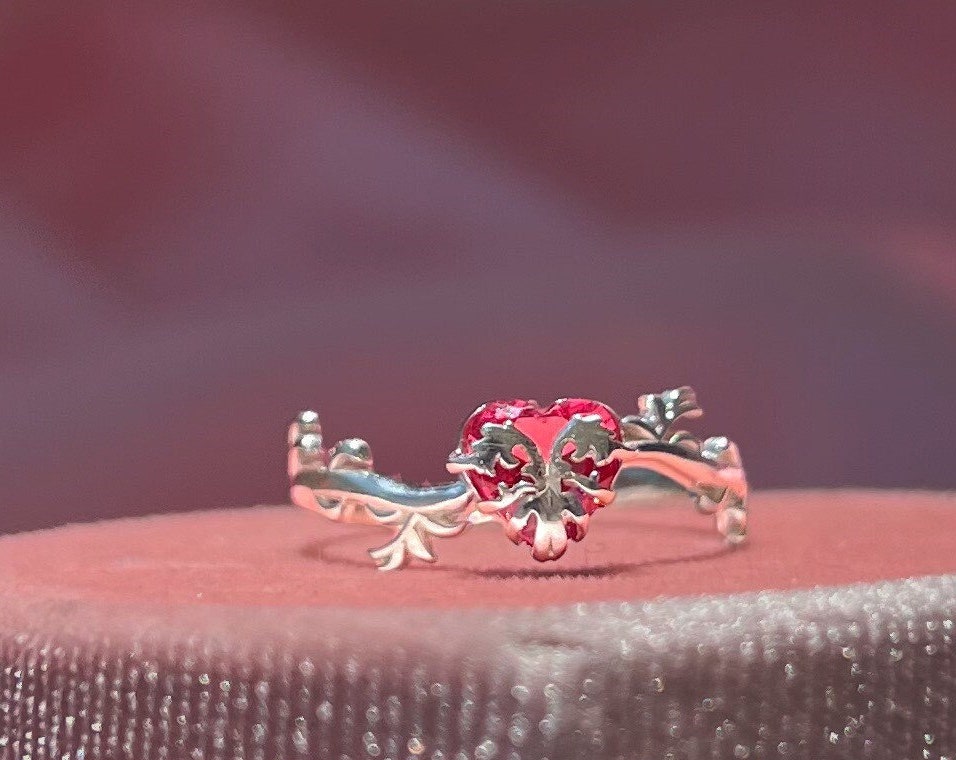 The Pendant of Eraklyon Bloom Ring , 925 sterling silver , Red Heart Ring , love ring , gift for her