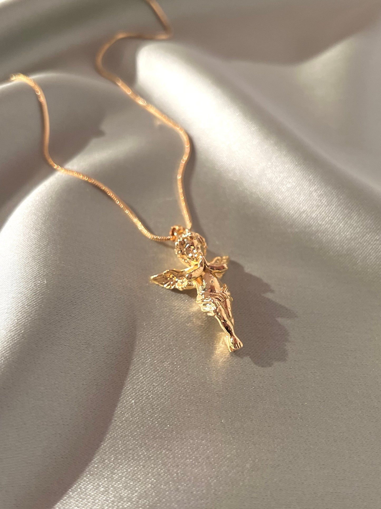 Angel Necklace , Baby Angel Necklace , Cherub Necklace , 18K Gold Plated Necklace , Cherubim Necklace