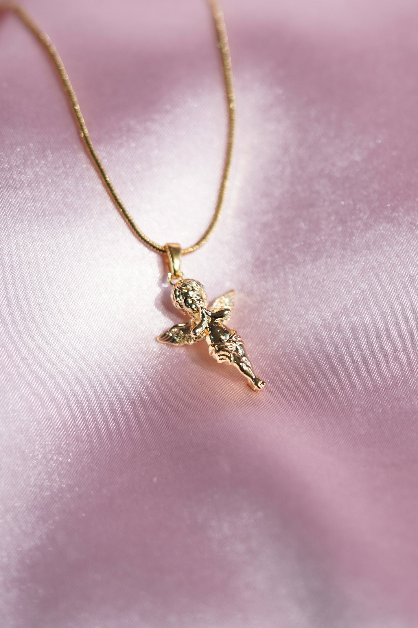 Angel Necklace , Baby Angel Necklace , Cherub Necklace , 18K Gold Plated Necklace , Cherubim Necklace