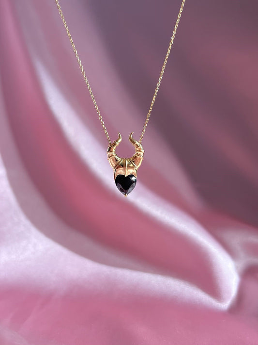 Black Witch Horn Necklace-925 K sterling silver -Maleficent Inspired- Inspired Necklace, Witch Necklace, Geek Jewelry, Engagement