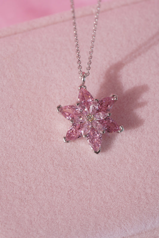 Flower Necklace-Lotus Necklace-Pink Flower Necklace-Pink Jewelry - Princess Jewelry- I love PINK -Princess Jewelry-CZ Jewelry
