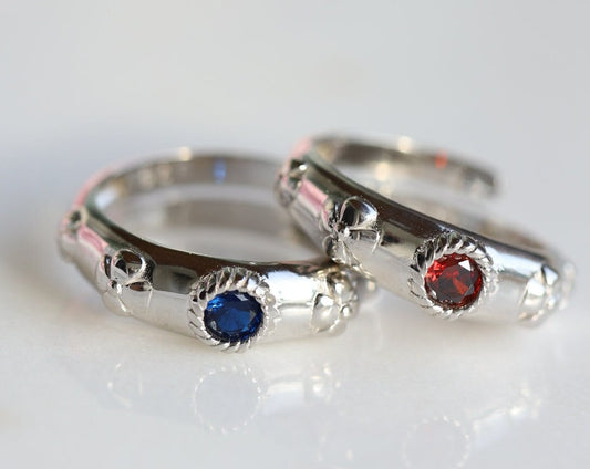 Moving Castle Ring, Red Gem Ring, Blue Gem Ring, Couple Ring Set, Cosplay Rings, Cosplay Accessory, Anime Rings, Howl Rings Set, Sophie Rings