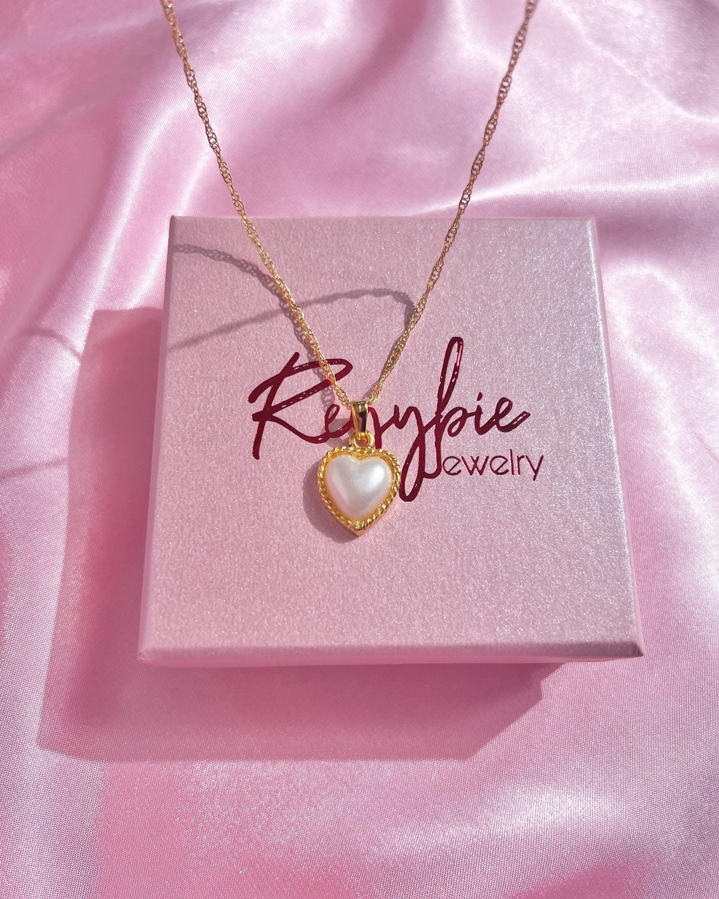 Pearl Heart Necklace, 18K Gold Necklace -Pearl Heart Necklace -CZ Necklace