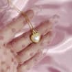 Pearl Heart Necklace, 18K Gold Necklace -Pearl Heart Necklace -CZ Necklace