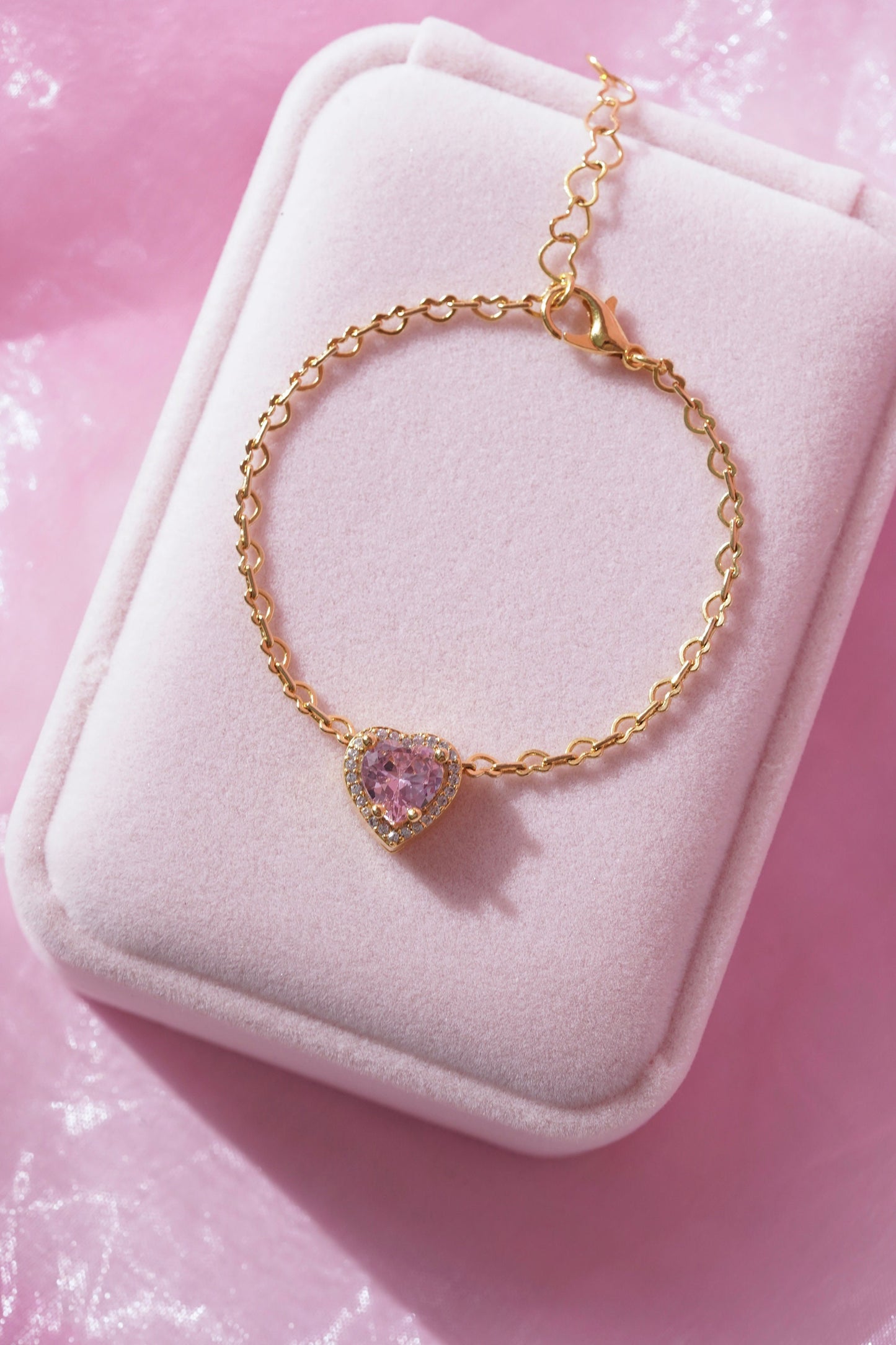Pink Heart Bracelet-Pink Jewelry - Princess Jewelry- I love PINK -Princess Jewelry-CZ Jewelry