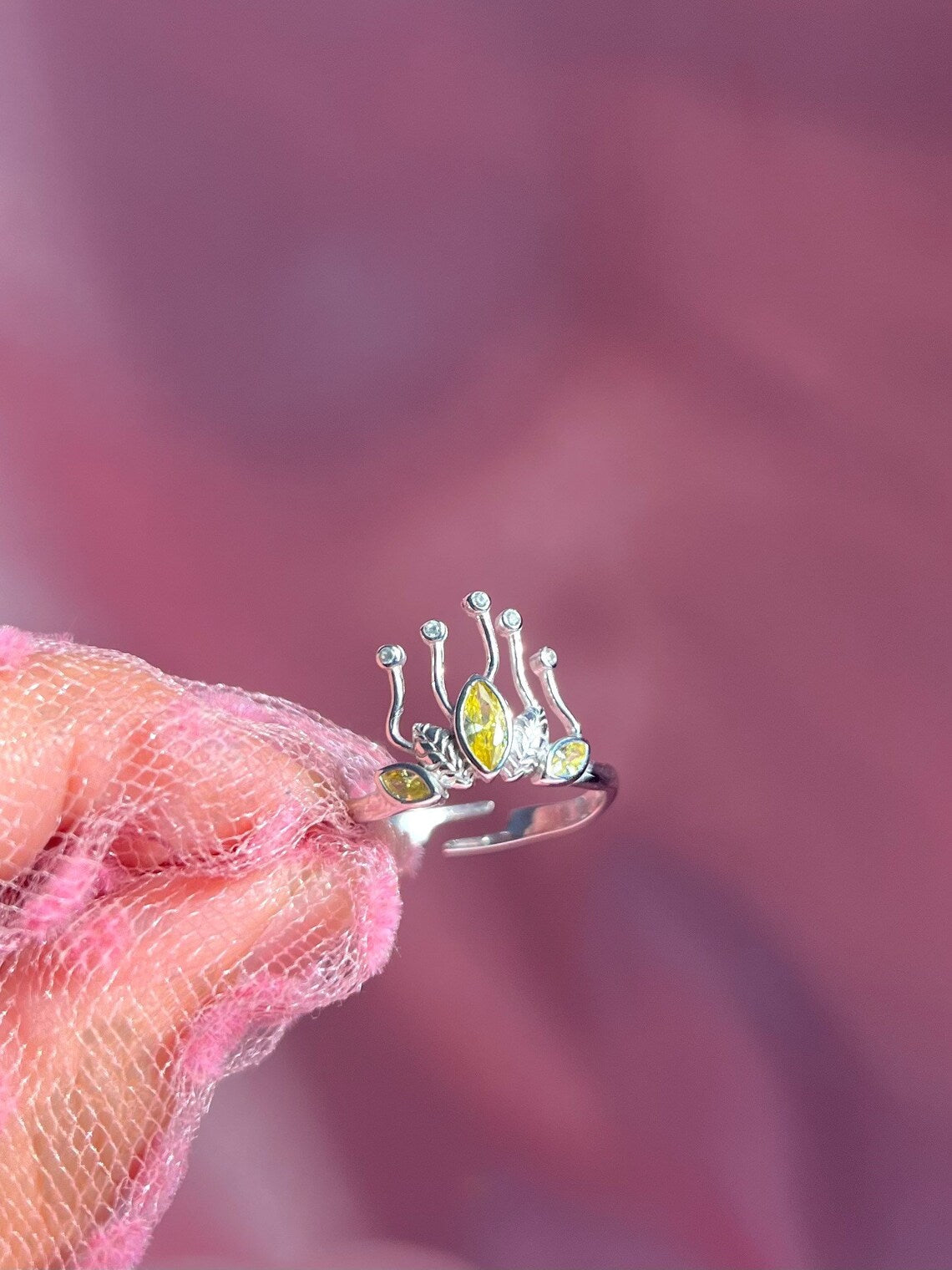 Princess Tiana Wedding Crown Ring, Tiana Princess Queen Crown