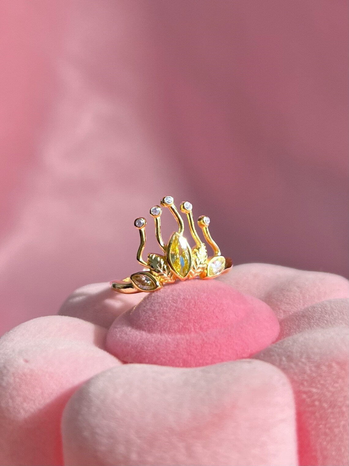 Princess Tiana Wedding Crown Ring, Tiana Princess Queen Crown