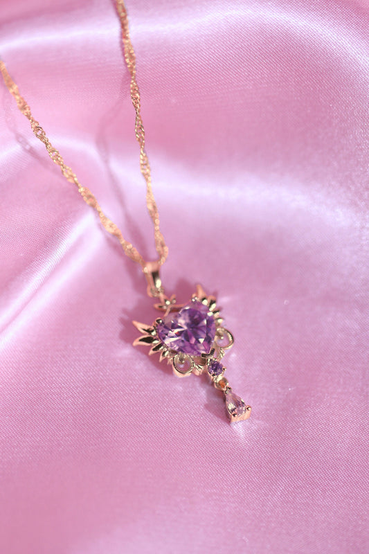 Purple Heart Necklace ,Anime Jewelry Necklace ,Heart Necklace, Japanese Anime Jewelry, Magic Necklace ,Cz necklace