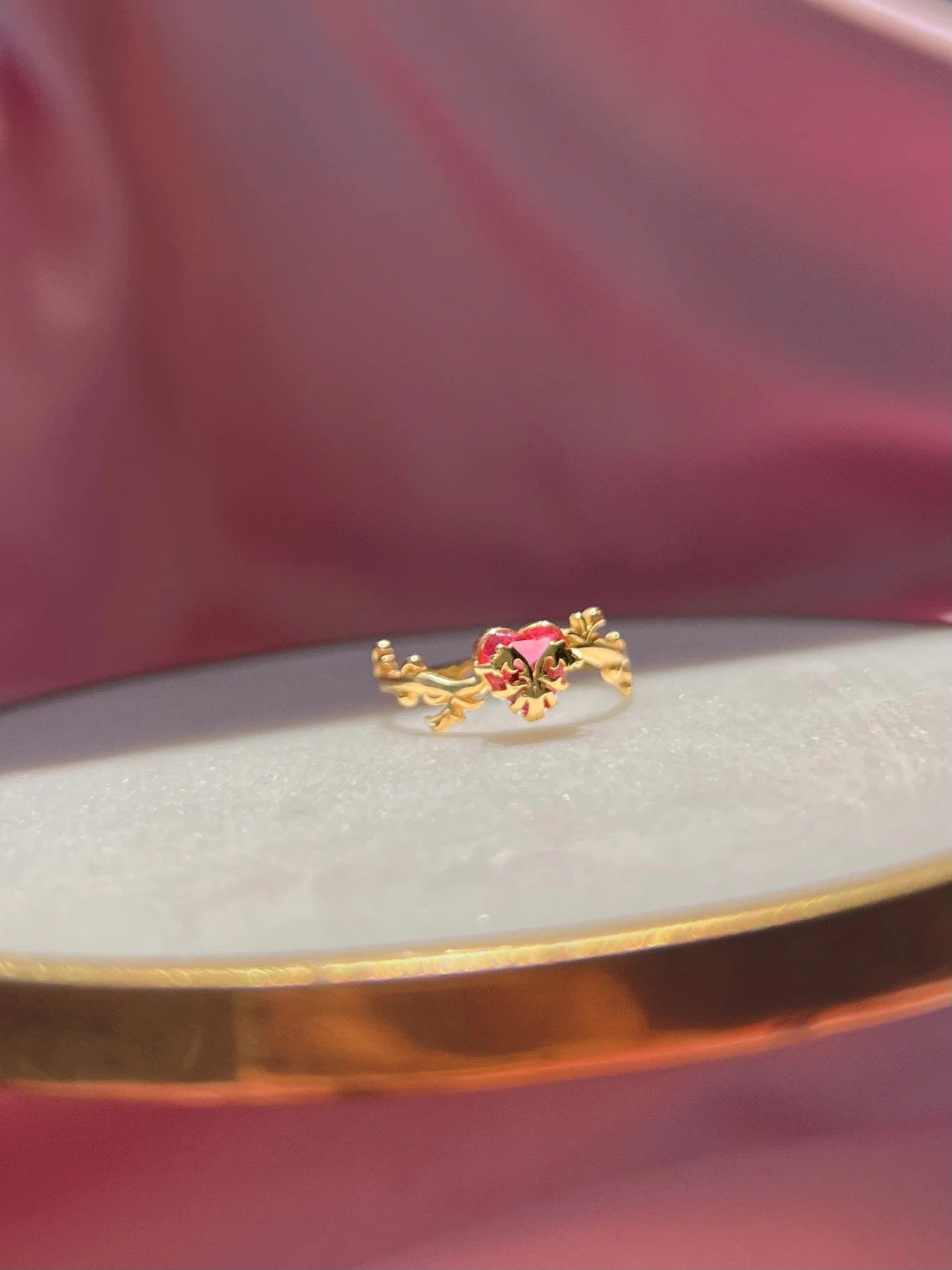 Red Heart Love Ring The Pendant of Eraklyon Bloom Ring Gift for Her