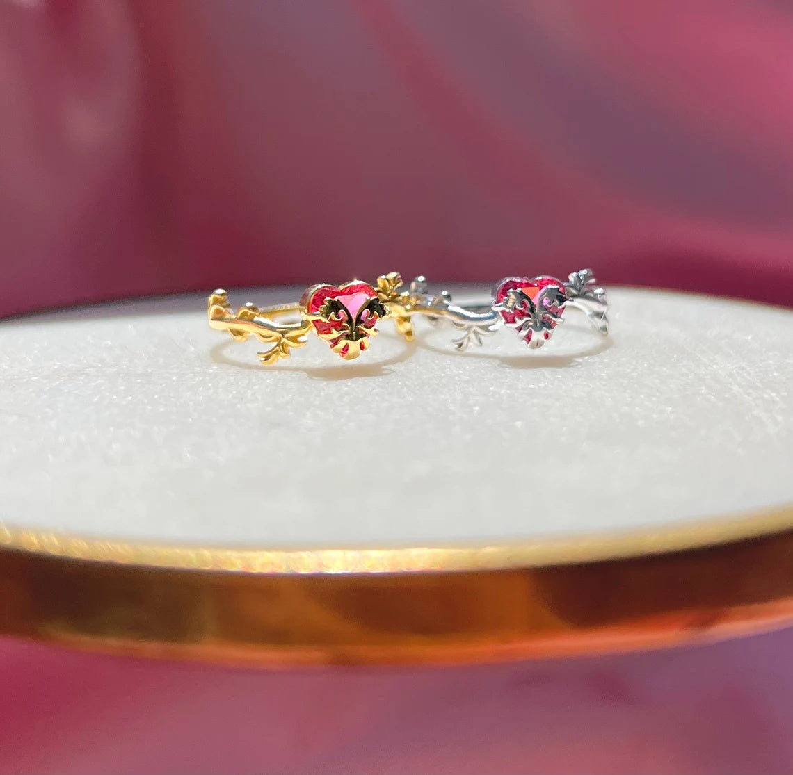 Red Heart Love Ring The Pendant of Eraklyon Bloom Ring Gift for Her