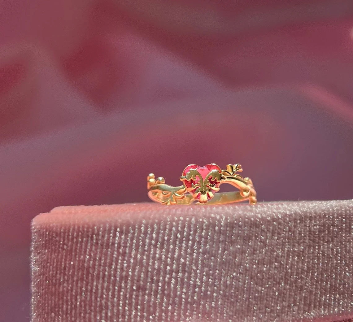 Red Heart Love Ring The Pendant of Eraklyon Bloom Ring Gift for Her