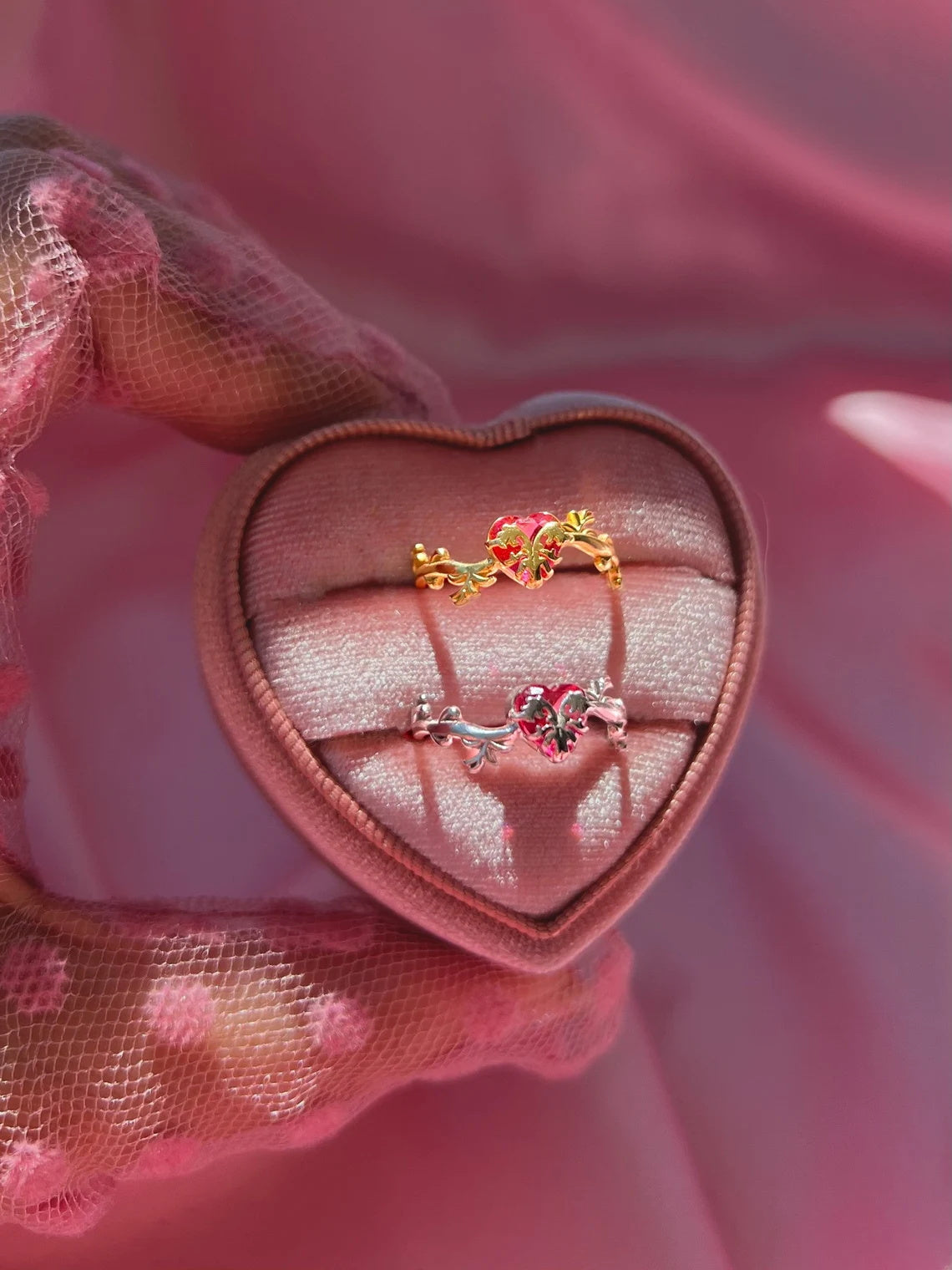 Red Heart Love Ring The Pendant of Eraklyon Bloom Ring Gift for Her