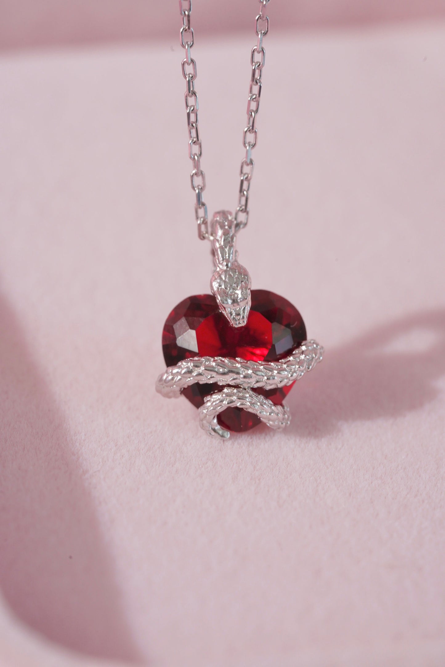 Billie Eilish Your Power Inspired Necklace -Red Heart Necklace - Snake Necklace - gothic Necklace -925 Sterling Silver Necklace