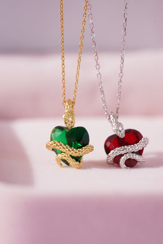 Billie Eilish Your Power Inspired Necklace -Red Heart Necklace - Snake Necklace - gothic Necklace -925 Sterling Silver Necklace