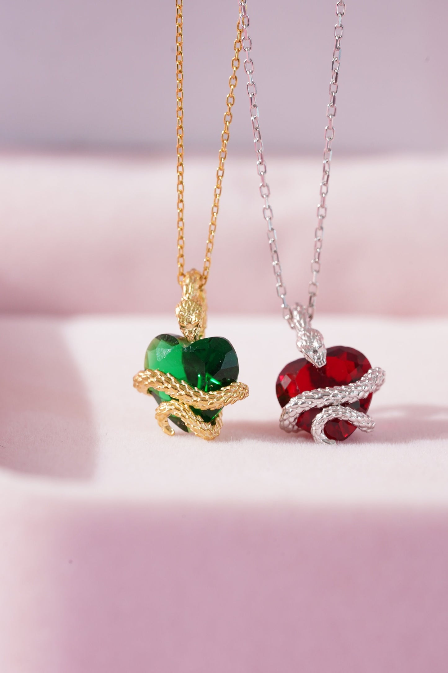 Billie Eilish Your Power Inspired Necklace -Red Heart Necklace - Snake Necklace - gothic Necklace -925 Sterling Silver Necklace