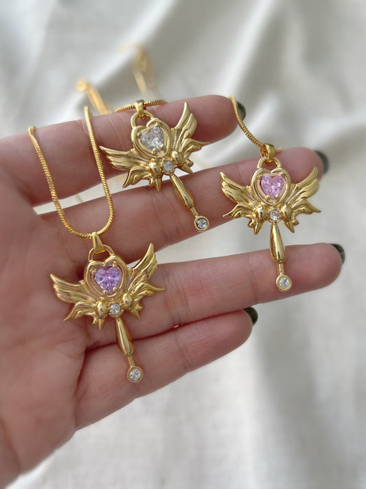 Sailor Moon Necklace,Anime Jewelry Key Necklace ,Heart Necklace, Japanese Anime Jewelry, Magic Wand, Star Necklace,Best Friend Necklace,Gift