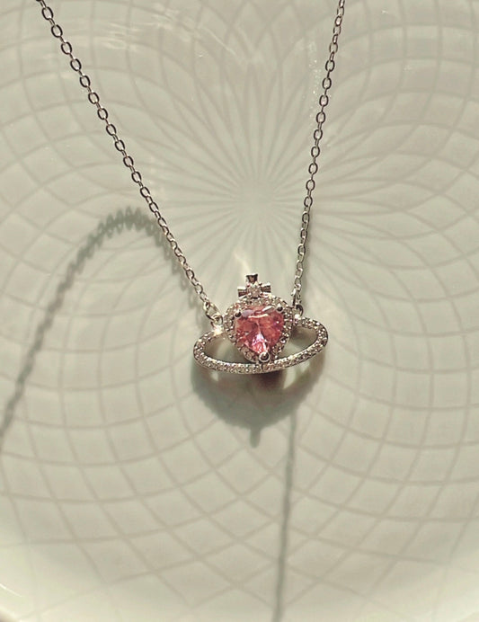 Saturn Necklace Choker - Sparkly - Prinsess Necklace - Cz Necklace - Heart Saturn Necklace - Cross Saturm Necklace