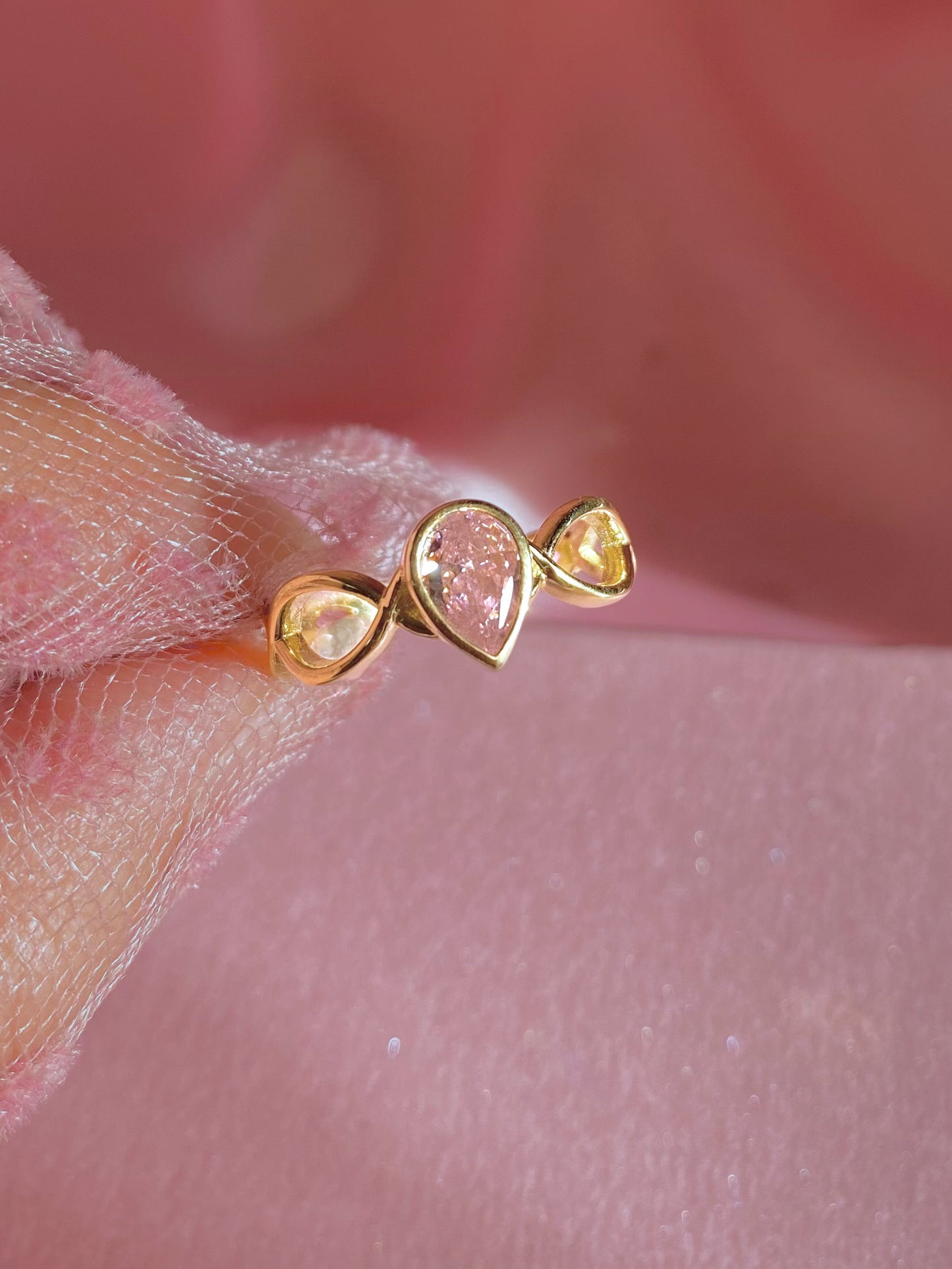 Swan Lake Princess Odette Pink Stone Tiara Ring, 925 Sterling Silver Gold or Silver Plated Ring, Valentine's day Gift, Gift for Her