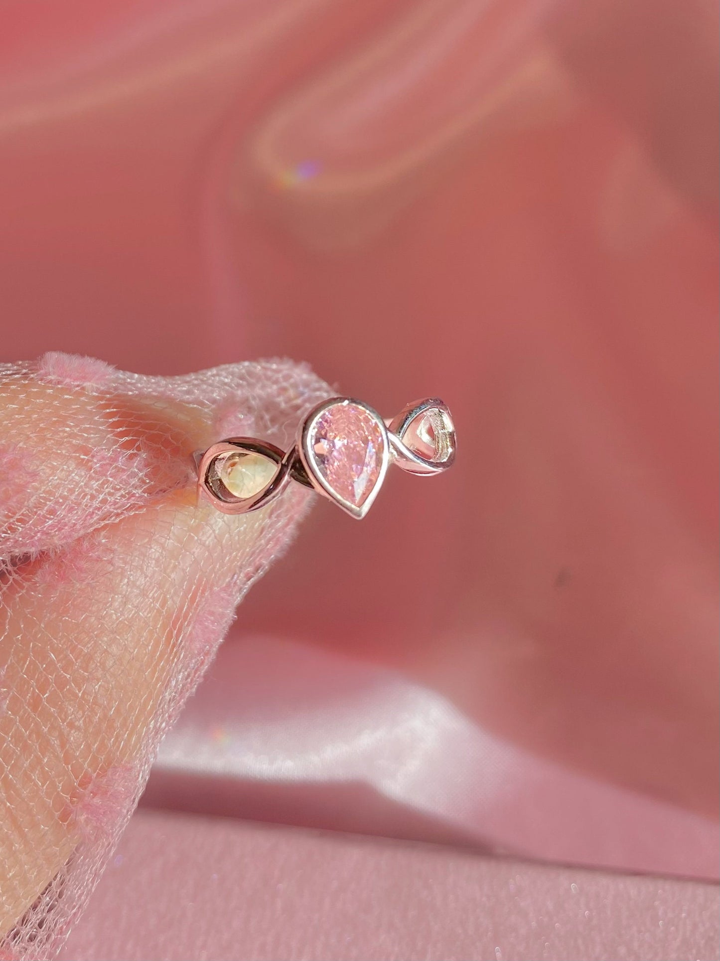 Swan Lake Princess Odette Pink Stone Tiara Ring, 925 Sterling Silver Gold or Silver Plated Ring, Valentine's day Gift, Gift for Her