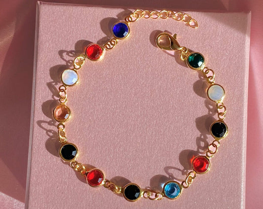 TS Bracelet- Bejeweled Bracelet -Multicolor Bracelet --Gold Plated