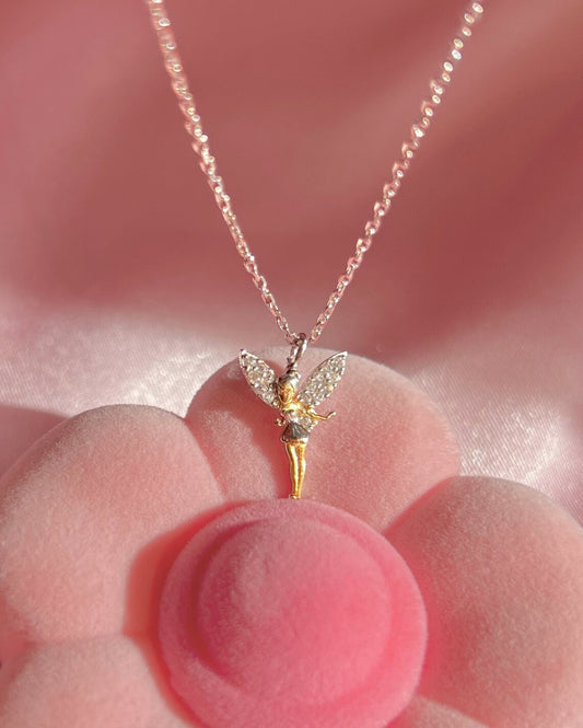 TinkerBell Necklace Fairy Minimalist Necklace, Dainty Tinker Bell Rosetta Protagonists Pendant Gift for Peter Pan Lover
