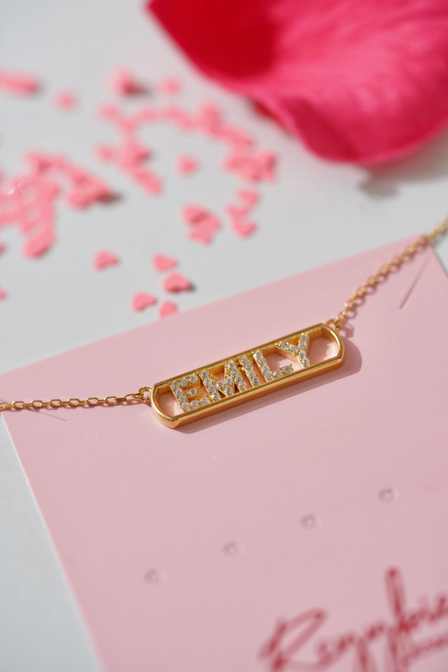 18K Gold Crystal Personalized Name Necklace / Diamond Name Necklace / Pave Name Necklace / Gold Cubic Zirconia Necklace / Christmas Gift